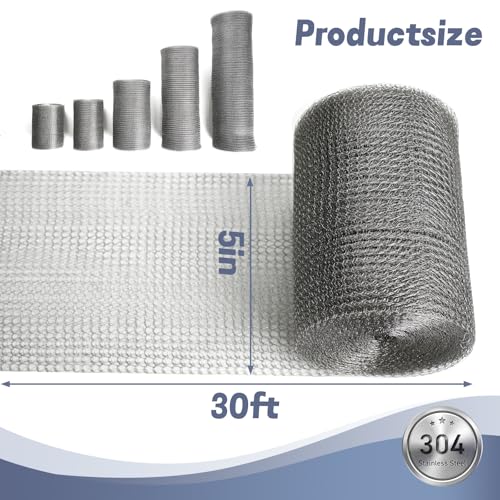 534 x 30 ft 304 stainless steel mesh wire mesh for rodent hole fill fabric gap blocker double layer metal mesh roll flexible stretchy for garden house and diy a-534 x 30 ft