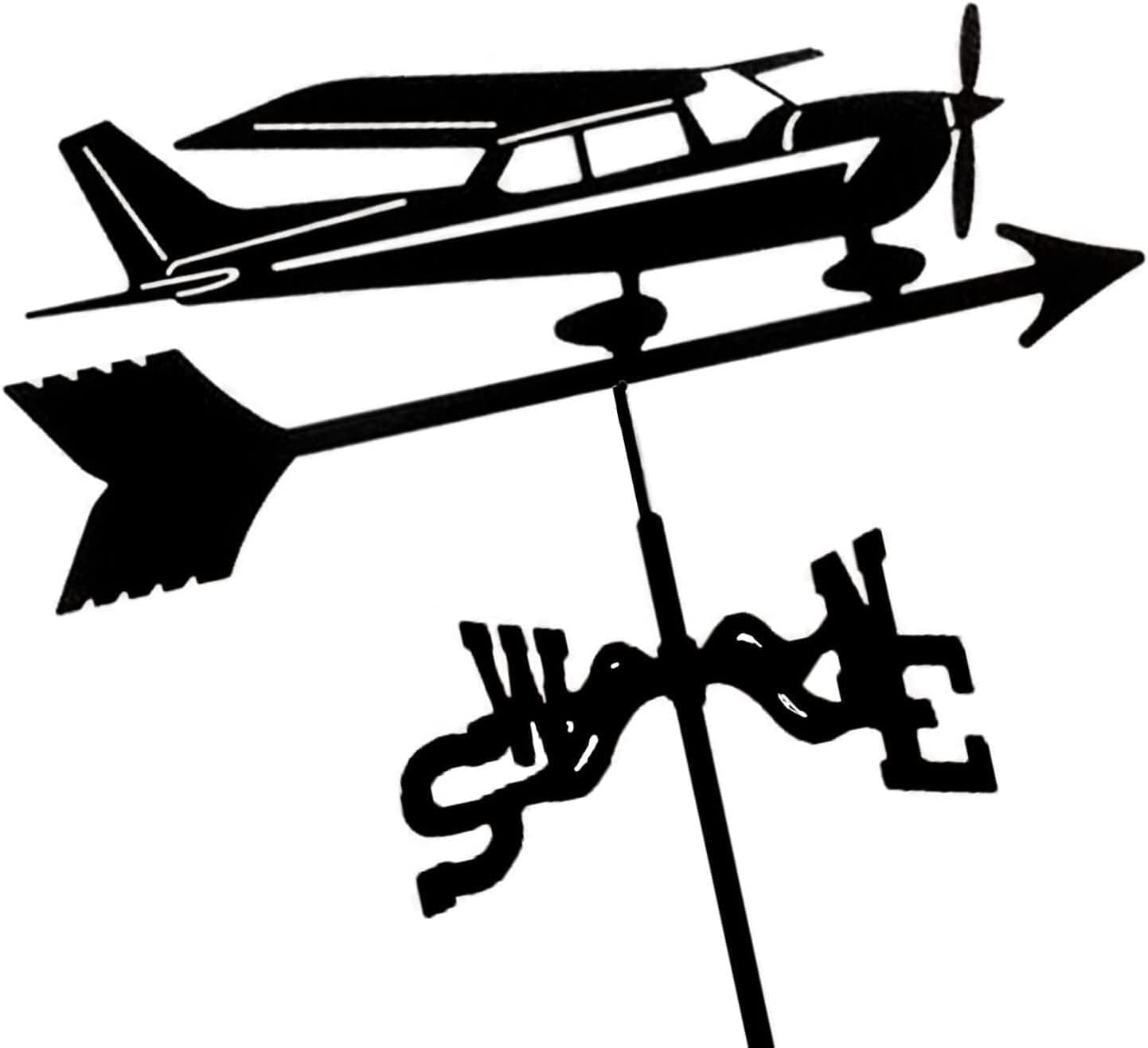 Klonwg Black Weather Vane Weathervane With Roof Mount, Weathercock Wind Direction Indicator Stainless Steel Weather Vane For Outdoor Farm