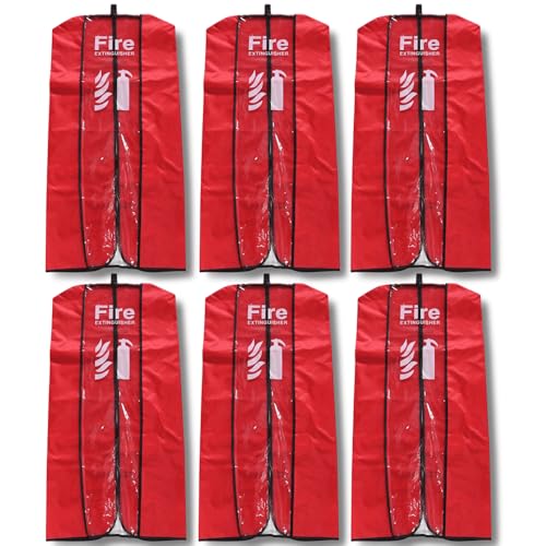 Fire Extinguisher Cover Large Size 6 Pack - Dust Scratch Protective Cover - Fire Extinguisher Transparent Sleeve - Waterproof Weatherproof Protective Covering for Emergency extinguishers up to 20LBS