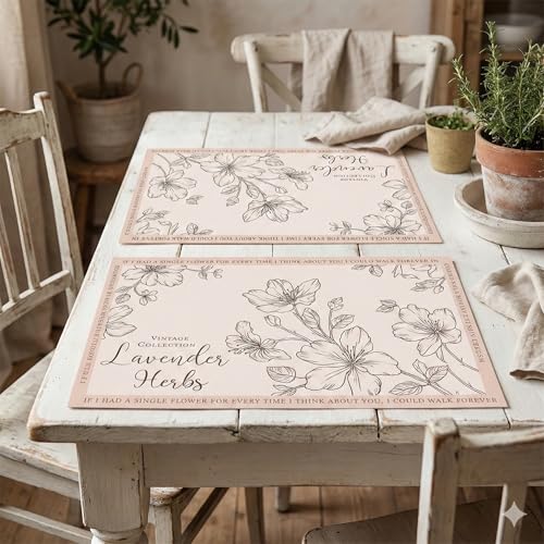 Image of YELONA Leather Dining Table Placemats Set of 2 - Waterproof, Heat Resistant, Anti-Slip, Easy to Clean Table Mats for Dining Table, Kitchen & Home Decor (Pastel Blush, 40 x 30 cm)
