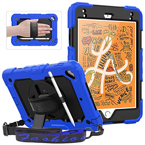 für iPad Mini 5/4 Hülle, robuste stoßfeste kinderfreundliche iPad Hülle mit 360 drehbarem Ständer, [drehbarer Handschlaufe], [Displayschutz],
