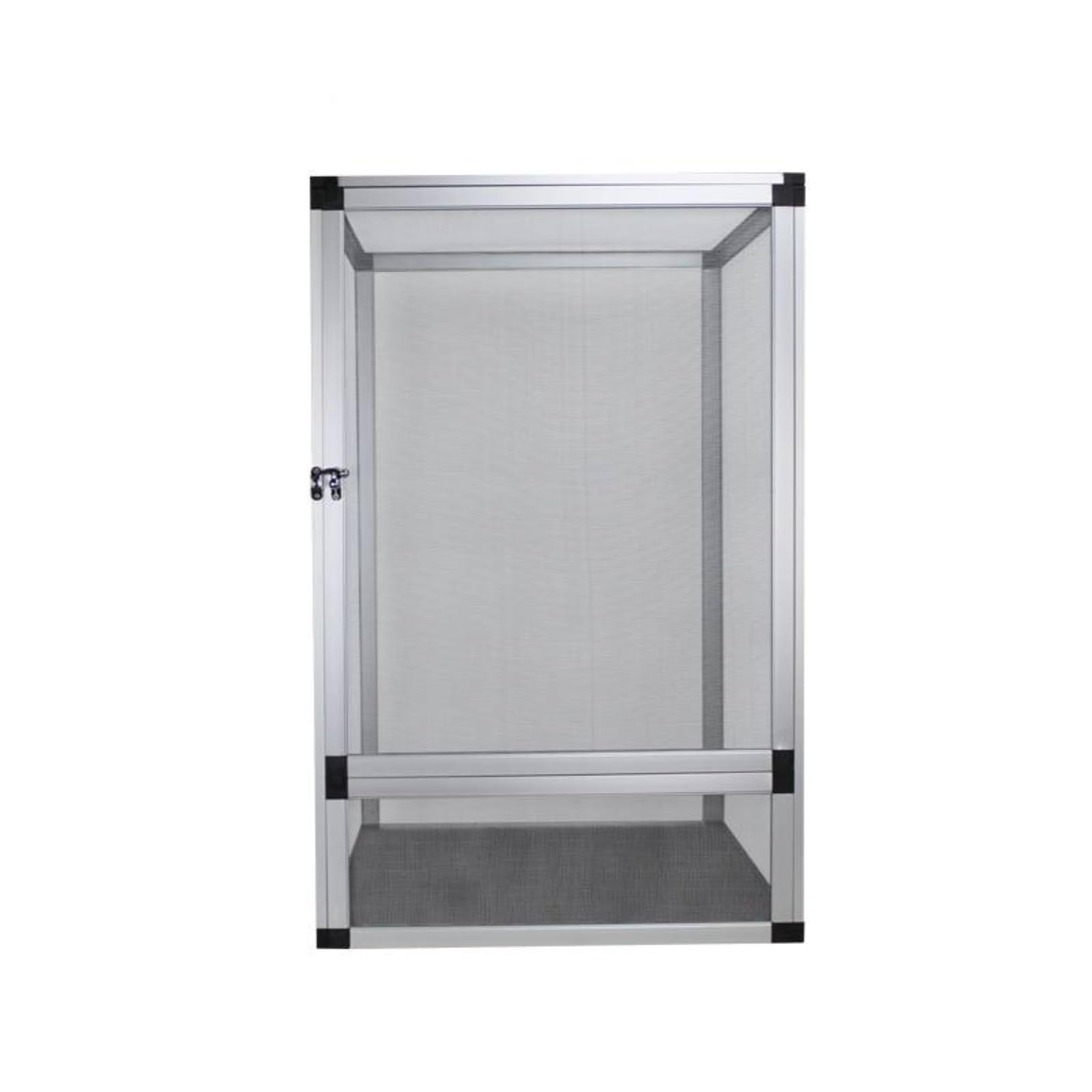 Terrario de Reptiles en Aluminio Jaula Acuario Vivario Diseño de Malla en Cuatro Lados para Aireación y Control de, Array, Plateado, Puerta De Malla Plateada 42 42 66cm