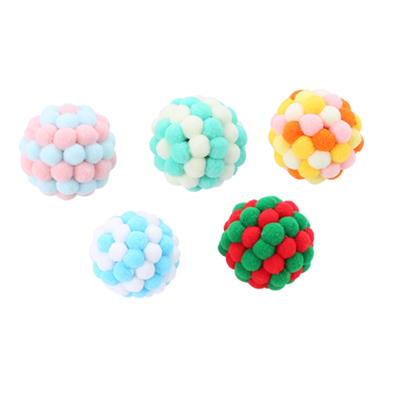 balacoo 5 Pack Cat Toys Plush Balls Interactive Cat Chasing Toy Pet Supplies Durable Fun Random Color