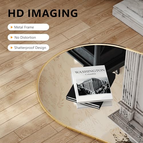 Arched Bathroom Mirror for Wall, Mirror for Vanity,30''x20'' Large Wall Mounted Mirror, Metal Frame (30''x20'', Gold)