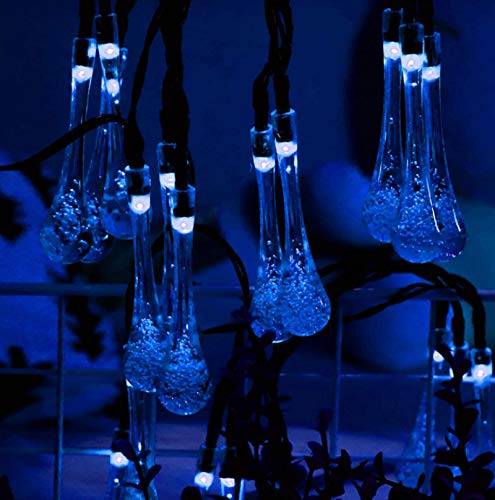 Cadena Luces LED Exteriores, Interiores, Impermeables, decoración Fiestas, Patios, Jardines, Navidad, 30 LED (8 Patrones), Cadena Luces solares con Forma Gota Agua