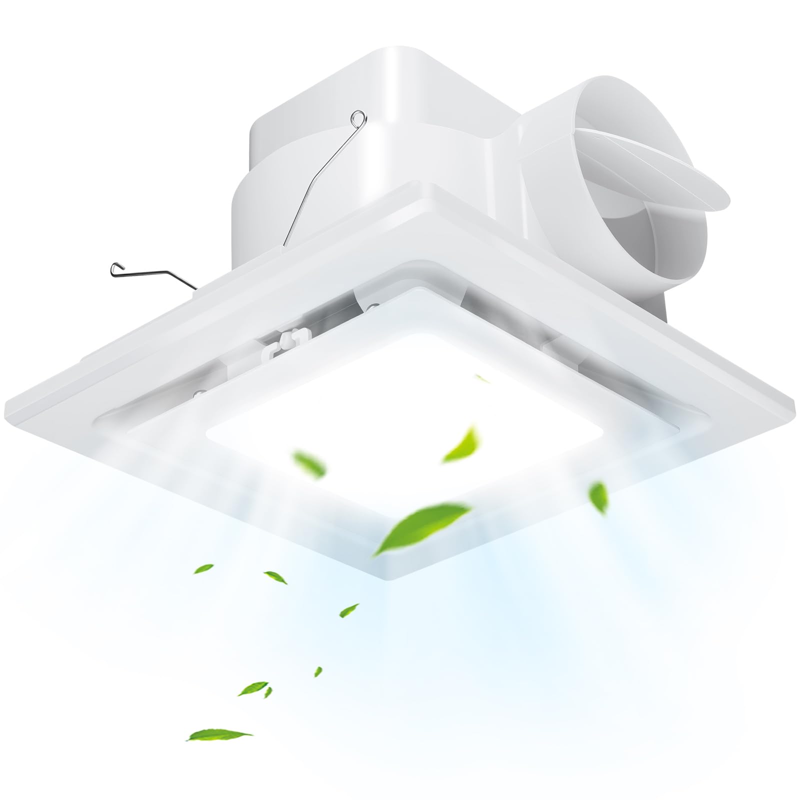 FEITON Bathroom Exhaust Fan with Light, Ceiling Mount, 110 CFM 1.0 Sones 4 Inch Duct, Quiet Square Bath Fan Light Combo, Shower Exhaust Fan with Light