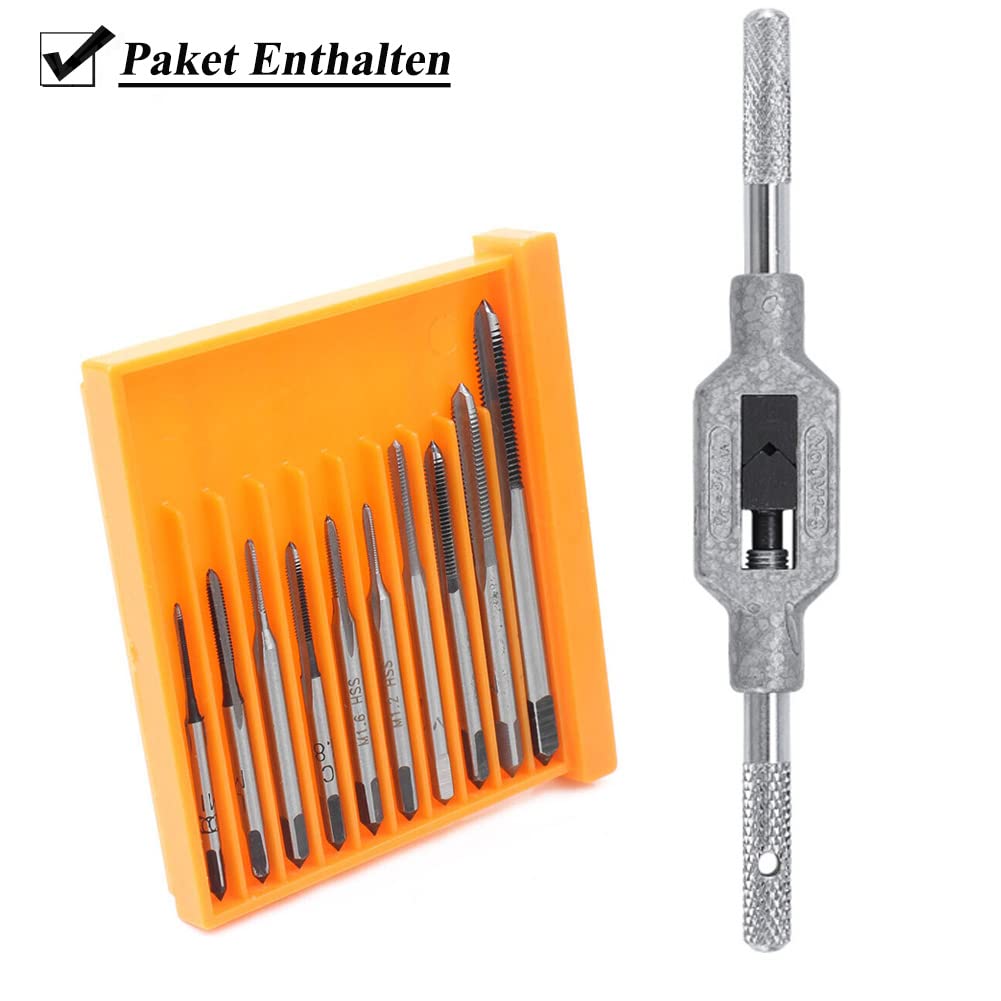 Set di 10 maschi filettati M1-M3.5 metriche HSS con binario regolabile M1-M8