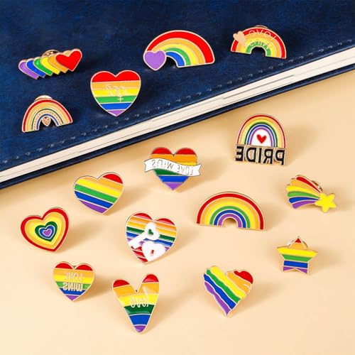 Image of 15PCS Rainbow Pride Lapel Pins LGBT Enamel Flag Brooch Accessories for Clothes Bags Hats Gifts Pride Pins (15)