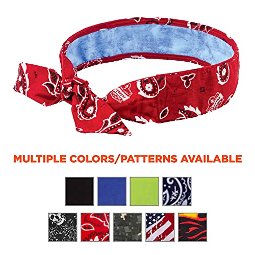 Image of Ergodyne Chill Its 6700CT Cooling Bandana, Lined with Evaporative PVA Material for Fast Cooling Relief, Tie for Adjustable Fit, Red Western, Each