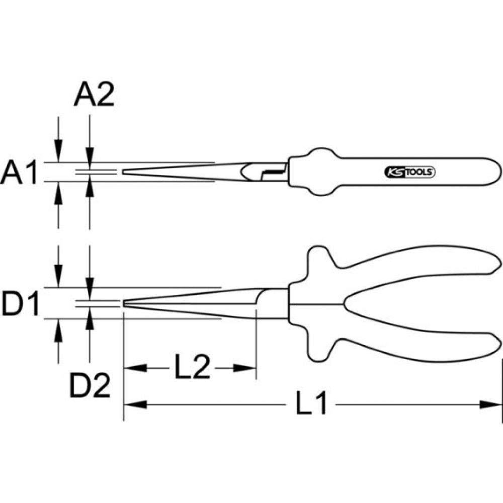 KS Tools 117.1716 Pinza a Punte Piatte Lunghe Classic, 1000V, 160 mm