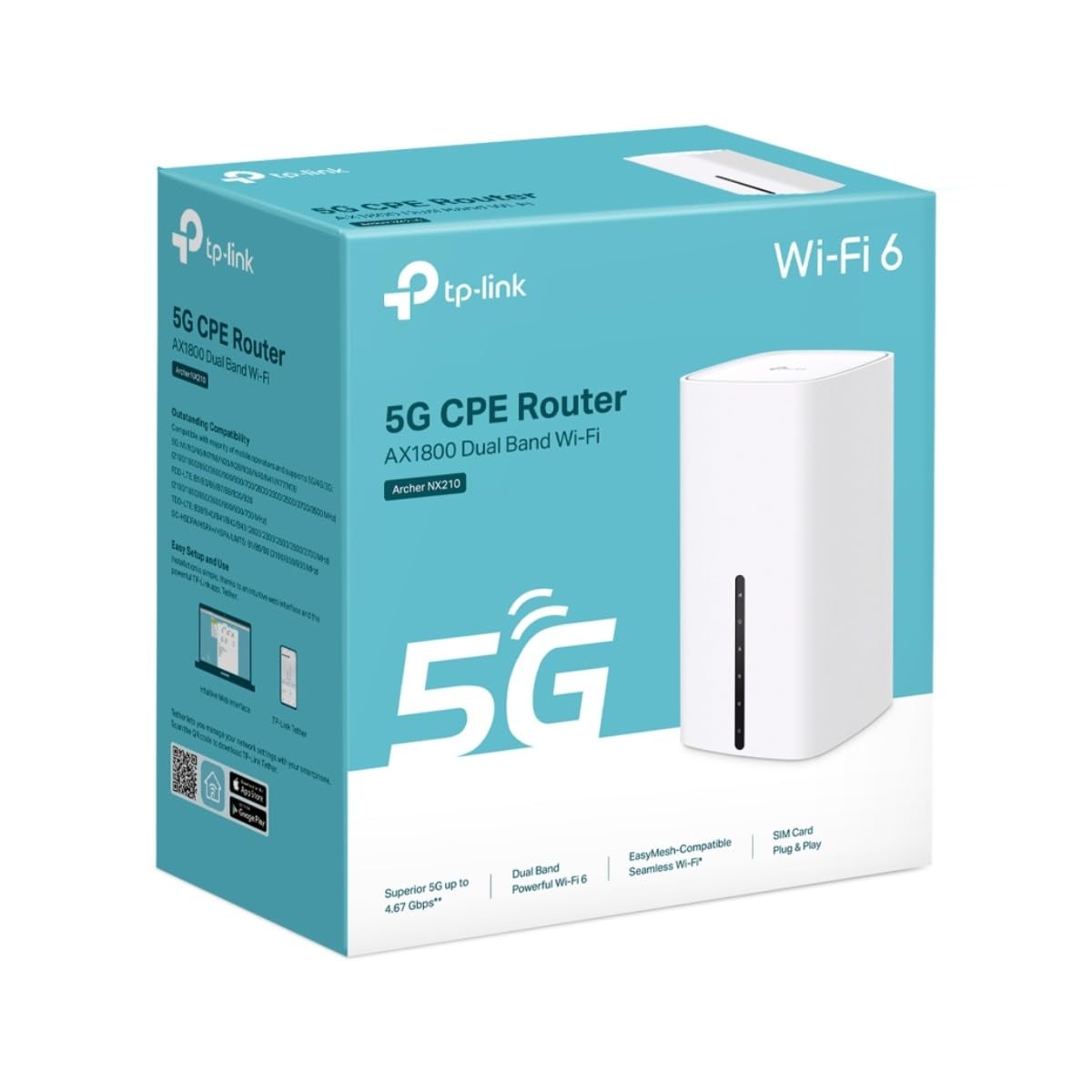 TP-Link Archer Nx210 Router Wireless Gigabit Ethernet DuaL-Band [2.4 Ghz/5 Ghz] 5g Bianco (tP-Link Archer Nx210 V1 - Router Wireless - Wwan Switch A
