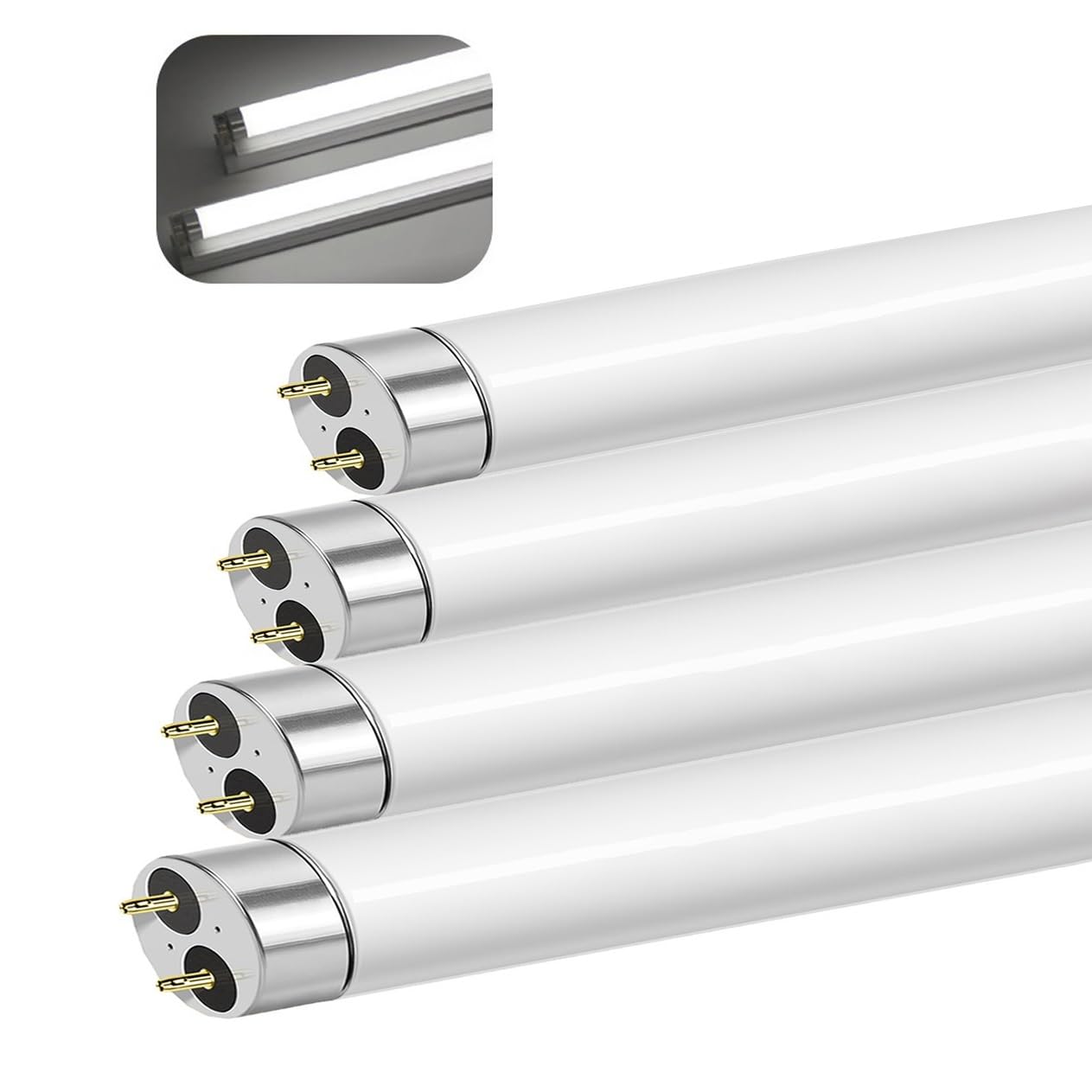 genérico T8 Tubos Fluorescentes 600mm 18W G13 Casquillo 4 Pack, Blanco Frío 6500K, 1440LM, Lámpara De Bajo Consumo, Luz De Emergencia De Bajo Consumo Para Cocina Baño Armario Y Garaje