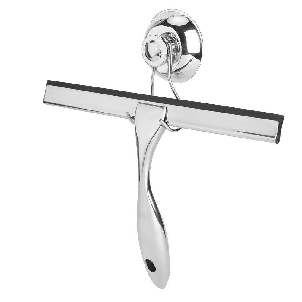 Alvinlite Glass Cleaner Window Squeegee, Stainless Steel Wiper Scraper Cleaner With Suction Cup Hook for Shower Doors Bathroom Window Car Glass