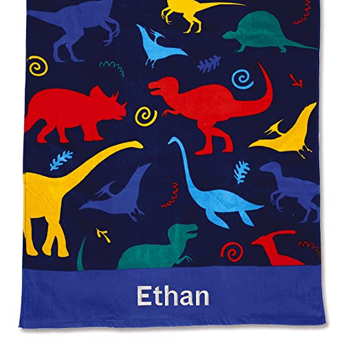 Lillian Vernon Personalized Beach And Bath Towel For Boys & Girls - Dinosaurs Design, Extra-Large, 100% Cotton, Custom Embroidered, 30 Inch X 60 Inch #TOP1