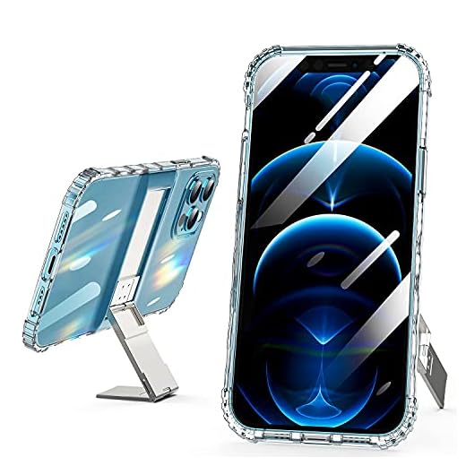 LONGCIYU Kickstand Shockproof Case Compatible for iPhone 12 Pro Max Adjustable Kickstand Slim Shockproof Protective Clear Phone Case 6.7 Inch (iPhone 12 Pro Max)