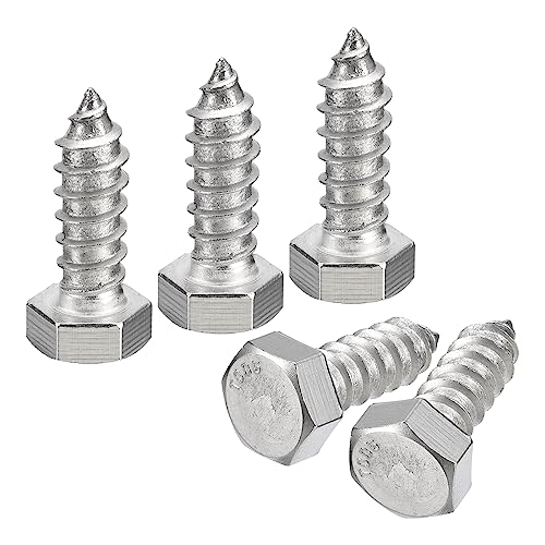 Tornillos Tirafondo para madera hexagonales uxcell 10 piezas 1/2 pulg x 1-1/2 pulg Acero inoxidable 304 rosca parcial miniatura 1