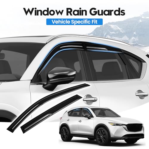 Image of CX-5 Rain Guards - Window Visors for Mazda CX5 2017-2025 2026, Out-Channel Side Window Rain Guards for CX5, 4PCS, Black, Car Accessories