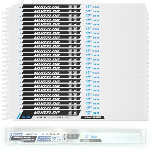 Image of 25 Pack 12 inch Reciprocating Saw Blades Set, 14 /18TPI High Carbon Saw Blades,Metal Saw Blades with Organizer Case (25, 14 /18TPI /12 inch)