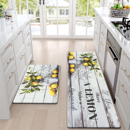 Yinhua Summer Lemon Kitchen Rugs Sets Of 2, Waterproof Kitchen Mats For Floor thumb #2