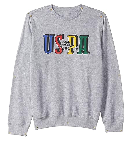 Image of U.S. POLO ASSN. Boy's Cotton Ukswson0123 Fs Round NCK SWS, 36T Regular Fit Round Neck Sweatshirts Me. Grey Melang 3 Years-4 Years