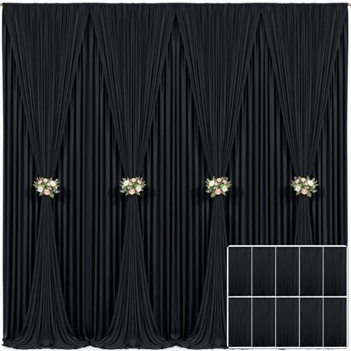 10 Panels Black Backdrop Curtain 50ft x 10ft for Parties