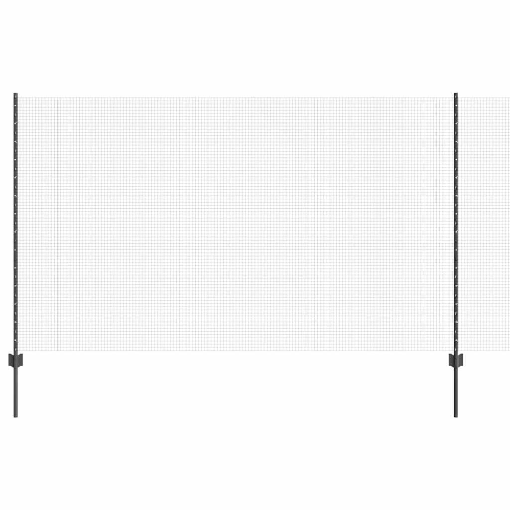 Outdoor Fence Panel Set Grey 1.4 x 10 m Steel PVC Garden Privacy Screen with Posts, UV Resistant Powder Coated Boundary Barrier for Terrace Patio Yard