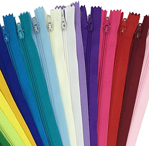 Ruiuzioong Cremalleras de nailon de 25 colores, 100 unidades, 30 cm de largo, 2,5 cm de ancho, para ropa, bolso, estuche, funda de almohada (colores mixtos, 100 unidades de 30 cm)