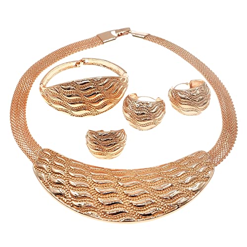 Conjunto de joyas para regalo de mujer con collar y pendientes de estilo italiano oro rosa