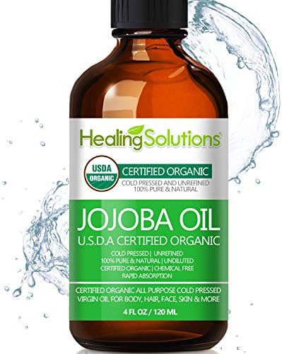 Jojoba Oil (Organic - 4oz) 100% Pure & Natural - Cold Pressed Unrefined - Hexane & Chemical Free - Natural Carrier Oil & Cuticle Oil Solution for Face & Hair, Helps Fight Acne & Moisturize Skin Now