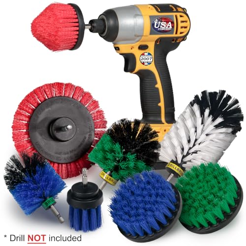 Image of Drillbrush Power Scrubber Attachments - Interior Car Detailing Kit | Car, Kitchen, Boat, and Outdoor Cleaning - Nylon Wheel Brush For Drill - Oven Cleaner Drill Brush Set - Crevice Cleaning Tool