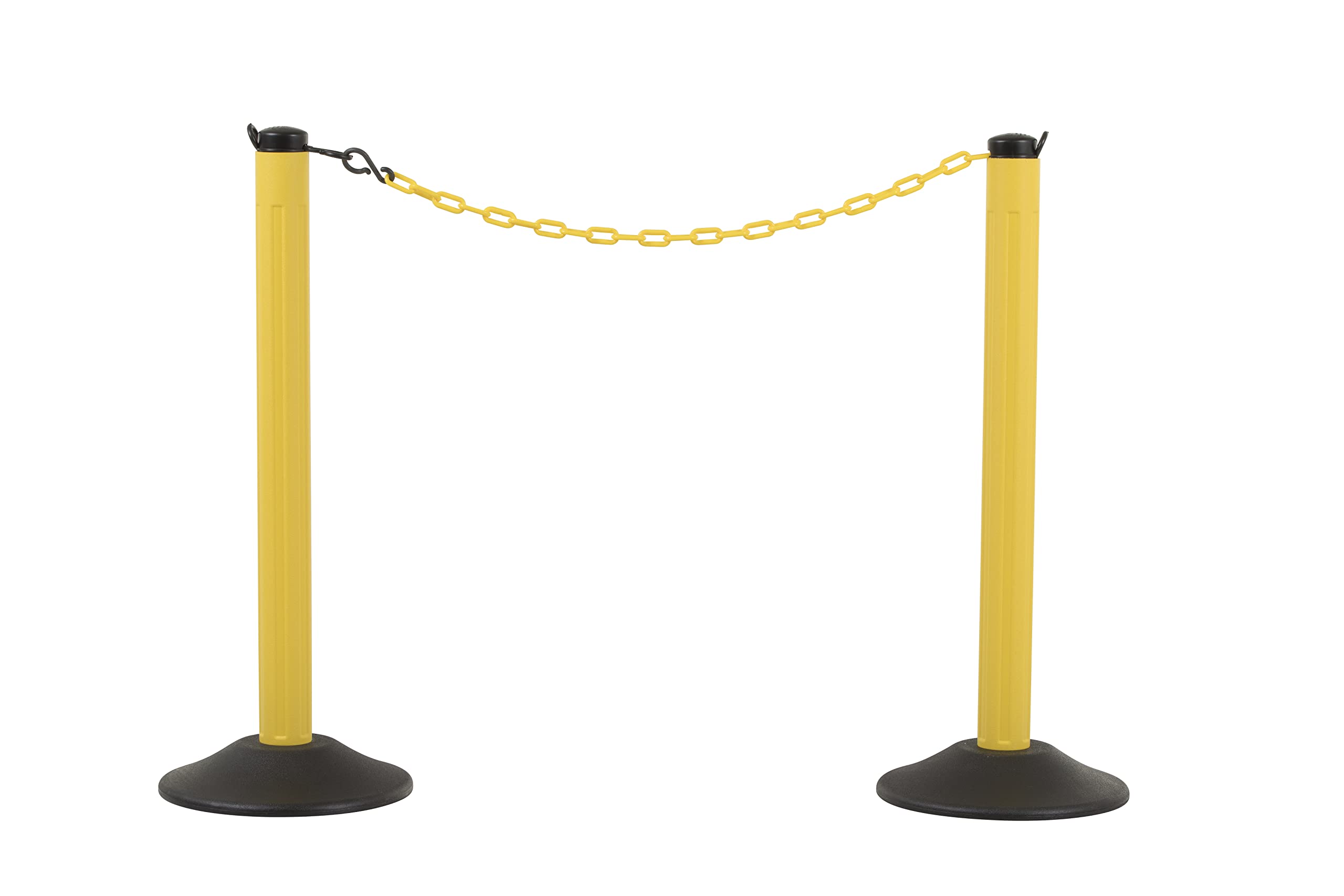 US Weight ChainBoss Yellow Stanchion with 10' of Yellow Plastic Chain - Weighted Base