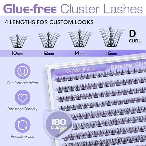 Image of Manga Self Adhesive Lash Clusters D Curl Self Adhesive Eyelashes, Anime Press on Lashes Spiky Pre Glued Eyelash Clusters with Tweezers, No Glue Needed No Remover, 10-16mm, 180pcs