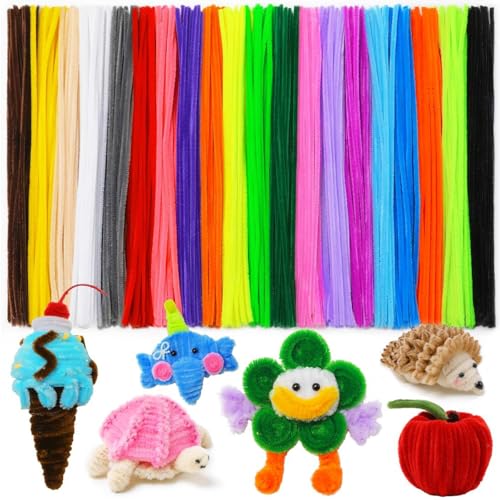 Pfeifenputzer Zum Basteln, Pfeifenreiniger, 200 Stück Bunte Pfeifenputzer Blumen, Biegbare Pfeifenputzer Zum Basteln, 30cm Chenilledraht Zum Blumen, Chenilledraht Blumen für DIY Handarbeit