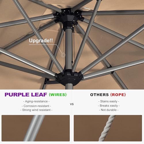 Image of PURPLE LEAF Patio Umbrella 11 FT Round Large Aluminum Frame Taupe