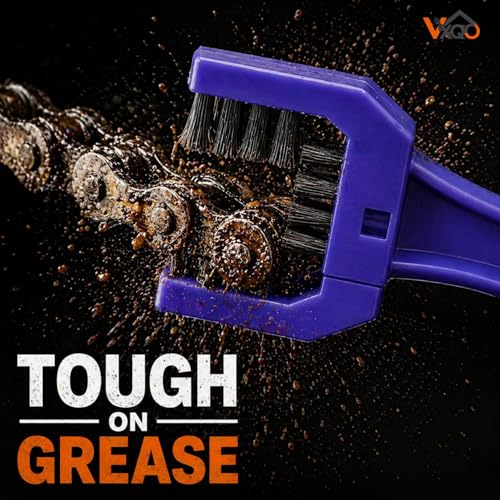 Image of Chain Cleaning Brush with Microfiber Cloths | 2-in-1 Bike & Motorcycle Chain Cleaner | Heavy Duty Nylon Bristles | Ideal for Bicycle, Bike & Cycle Maintenance