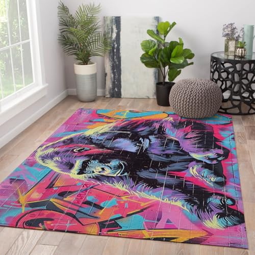 Tapis de cuisine moderne plat lavable motif graffiti néon - 4