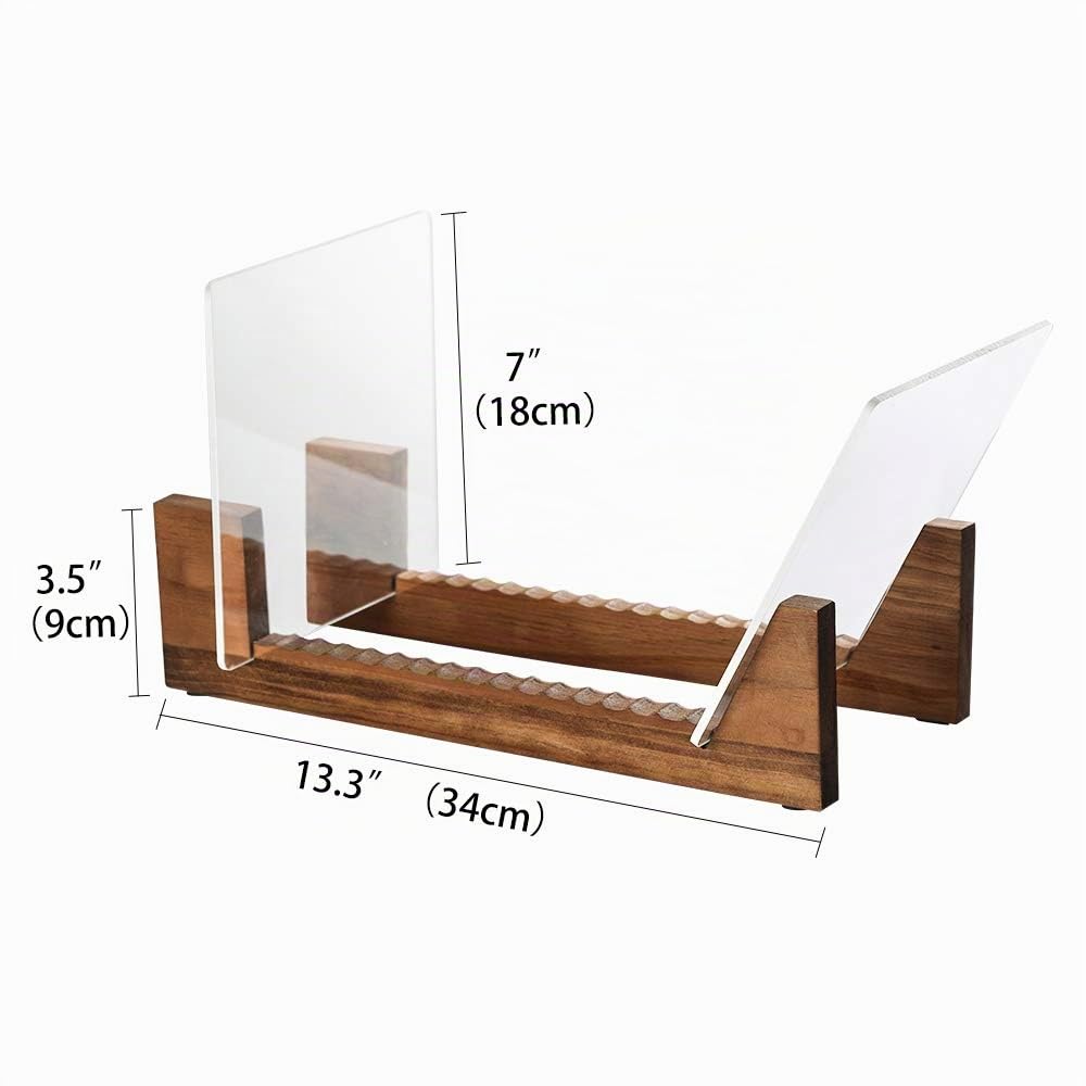 Porta Vinili in Legno di Pino con Robusto Supporto in Acrilico Trasparente,Porta Dischi Vinile,Design Premium, per Conservare e Visualizzare Fino a 50 Album,Compatibile con CD e LP - Marrone