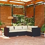 gecheer set 4 pz,divani,da giardino,4 posti,in polyrattan,set divani da giardino da esterno,salotto da esterno,salotto da giardino,4pz4postilabraccioli,nero e crema