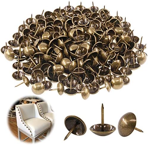 Keadic 250Pcs [ 5/8" in Diameter ] Antique Upholstery Tacks Furniture Nails Pins Assortment Kit for Upholstered Furniture Cork Board or DIY Projects - Bronze