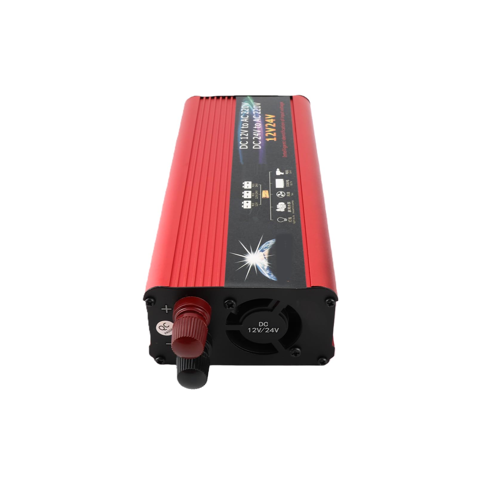 Onduleur 2000W 12V/24V vers 220V, Convertisseur de Tension Pur Sinus avec 2 Ports USB und Affichage LCD pour Camping-Car, Voiture, Bateau