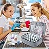 BOHEMIABY Nagellack Organizer Tasche, Doppelschicht Nagellack Aufbewahrung Box, Organizer Koffer für Nageldesign Kosmetiktasche für 30 Flaschen Neonail Base(15ml-0.5 FL.Oz) & 1 Nagellampe(Grau) #1