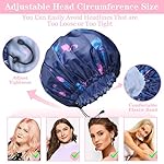 3 Pack Extra Large Double Layer Adjustable Shower Caps for Women, Waterproof Exterior & EVA Lining, Oversized Design for All Hair Lengths - Image 3