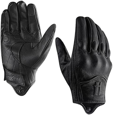 Harssidanzar Ladies Motorcycle Gloves,Womens Motorcycle Riding Driving Glove for Women,Motorbike Powersports Gloves Touchscreen GL016,Black, Size L