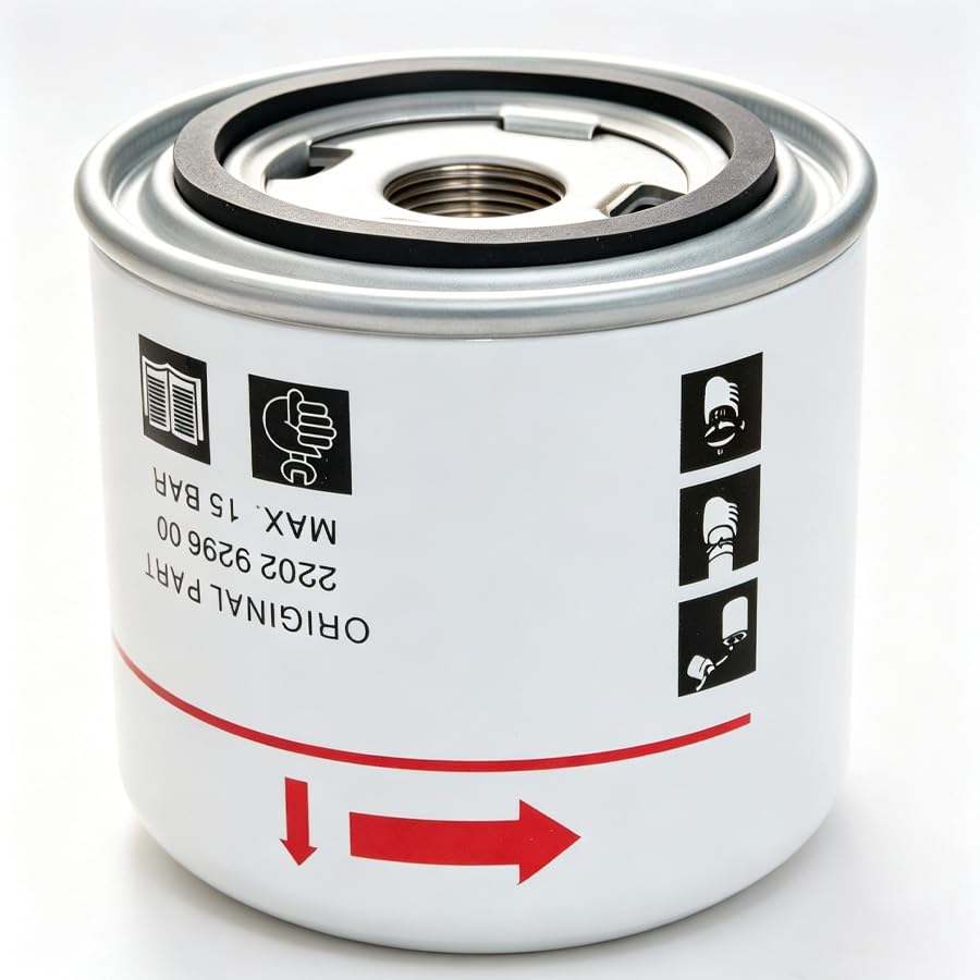 2202929600 2202-9296-00 Oil Filter Compatible with Atlas Copco GA5 GA7 GA11 GX5 GX7 GX11 Air Compressor Replaces 2202929650, 2202-9296-50