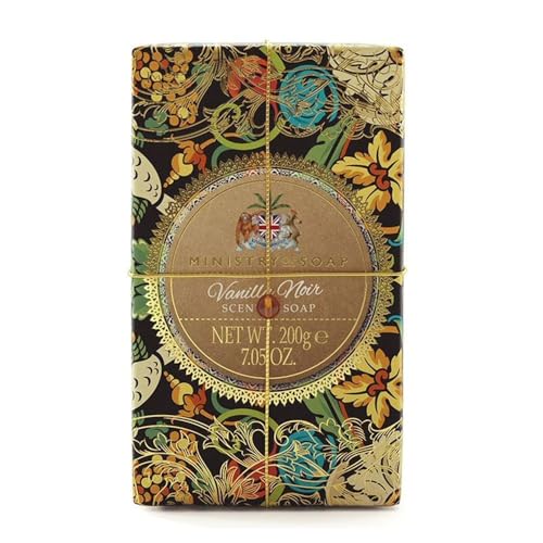 Ministry of Soap Ornate Extravagence Wrapped Soap, Naturally Coloured, Triple-Milled Soap, Vanilla Noir 200g