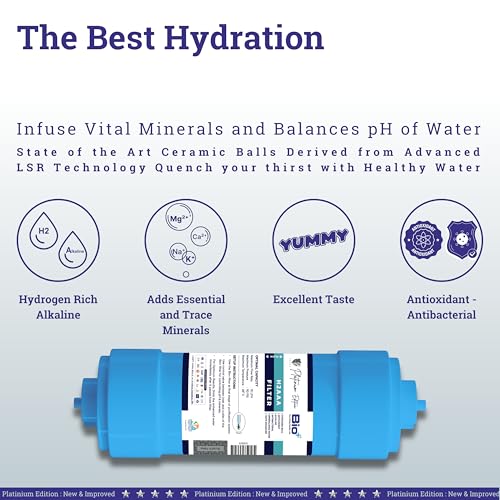 Image of 8 inch x 2.5 inch Alkaline and Mineral Water Filter Cartridge for Ro Water Purifier with antioxidant | Blue