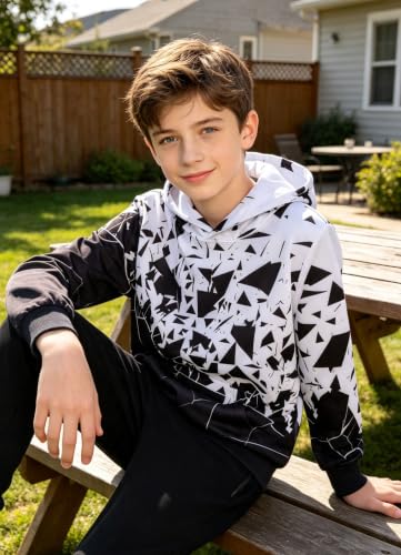 Image of TUONROAD Boys Hoodies 3D Graphic Sweatshirt Lightweight Pullover 6-16T cool