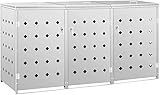 Hommdiy Mülltonnenbox für 1/2/3/4 Tonnen Mülltonnenverkleidung Müllbox Mülltonne Müllcontainer Gartenbox Gerätebox Mülltonnenschrank Edelstahl (207 x 77,5 x 115 cm)
