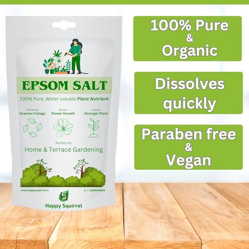 Image of Epsom Salt for Plants | 100% Pure Organic Fertilizer for Plants Home Garden | Plant Booster for Speed Growth | Promotes Green leaves, Flowering, Fruits (375 Grams)