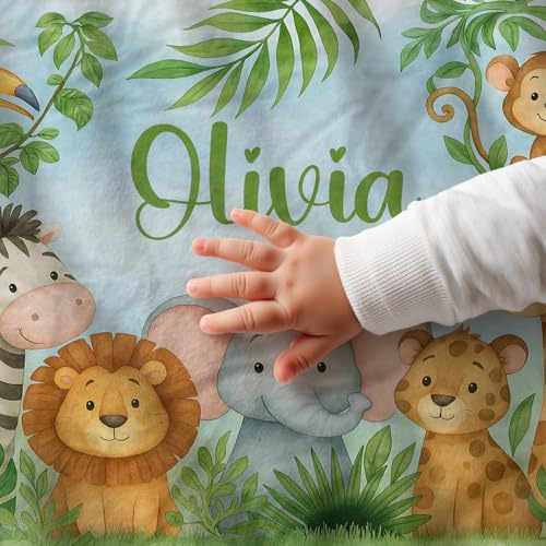 Image of Personalized Baby Blanket with Name, Custom Soft Flanne Blanket for Kisd, Toddlers, Personalized Baby Gifts for Infant Newborn Shower